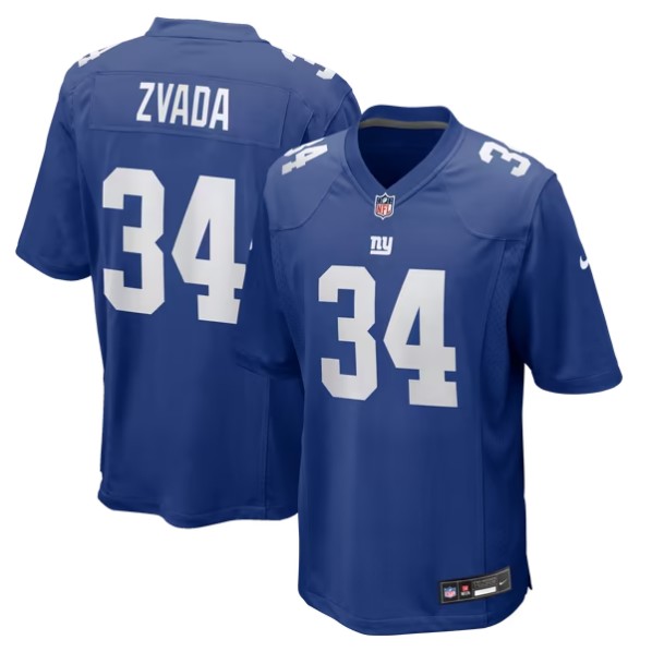 Men's New York Giants #34 Dominic Zvada Royal Team Game Jersey