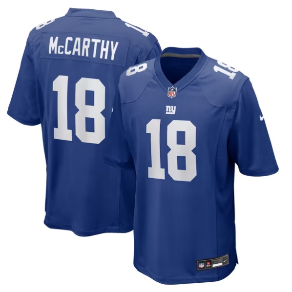 Men's New York Giants #18 J.J. McCarthy  Royal Team Game Jersey