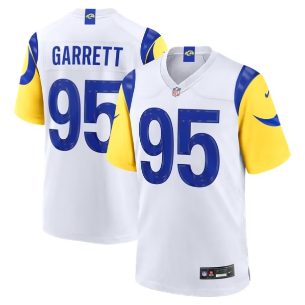 Men's Los Angeles Rams #95 Myles Garrett White Game Jersey
