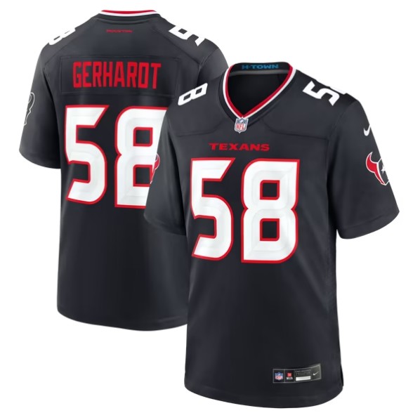 Men's Houston Texans #58 Gavin Gerhardt Navy Team Game Jersey