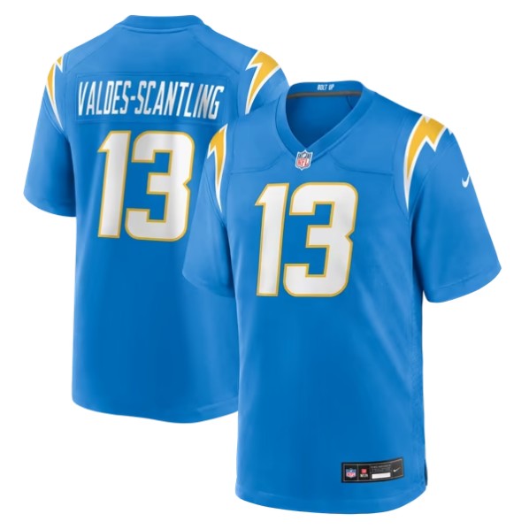 Men's Los Angeles Chargers #13 Marquez Valdes-Scantling Powder Blue Game Player Jersey