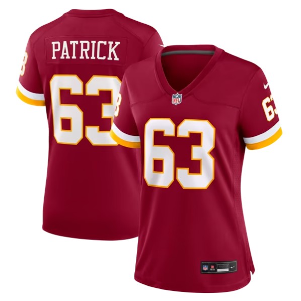 Women's Washington Commanders #63 Lucas Patrick Burgundy Team Game Jersey