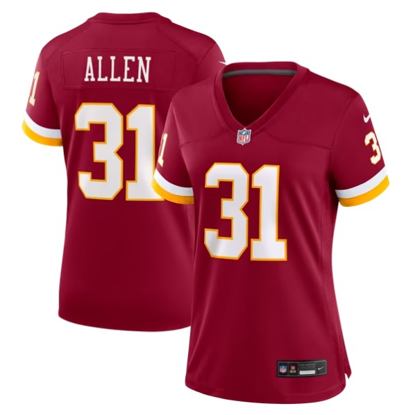 Women's Washington Commanders #31 Kaytron Allen Burgundy Team Game Jersey
