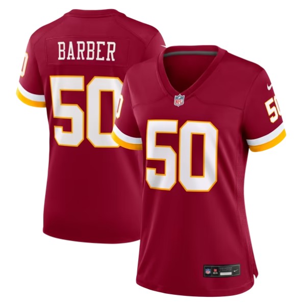 Women's Washington Commanders #50 Ricky Barber Burgundy Team Game Jersey