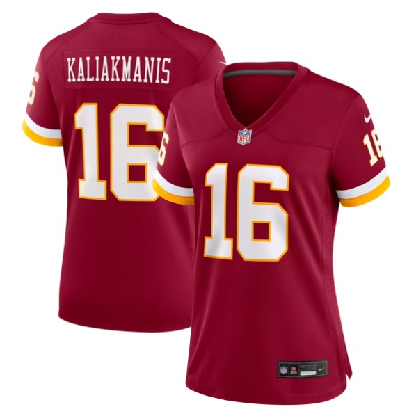 Women's Washington Commanders #16 Athan Kaliakmanis Burgundy Team Game Jersey
