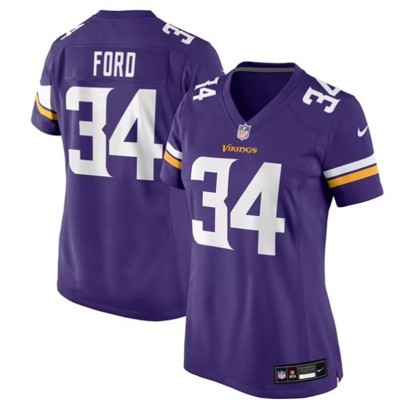 Women's Minnesota Vikings #34 Jerome Ford Purple Team Game Jersey