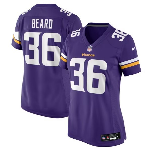 Women's Minnesota Vikings #36 Maceo Beard-Aigret Purple Team Game Jersey