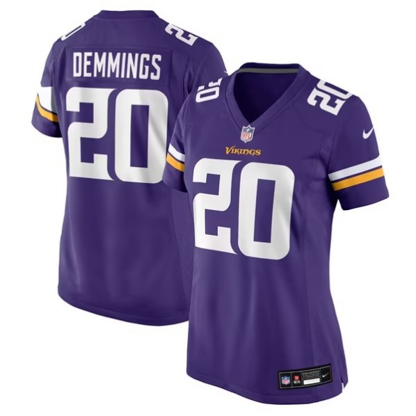 Women's Minnesota Vikings #20 Charles Demmings Purple Team Game Jersey