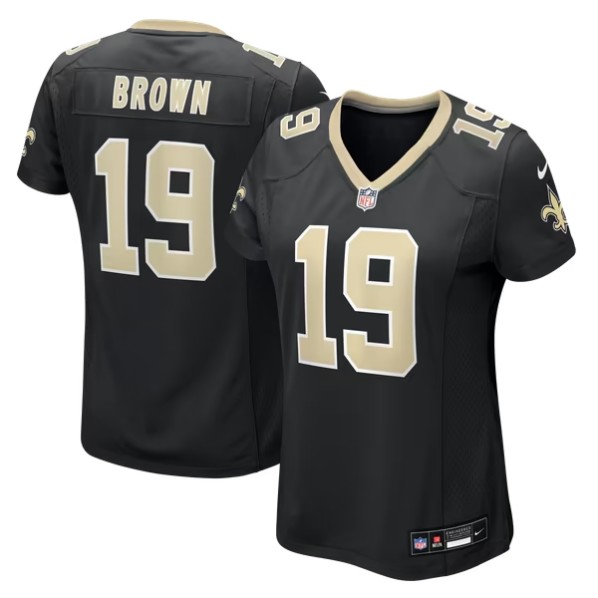 Women's New Orleans Saints #19 Barion Brown Black Team Game Jersey