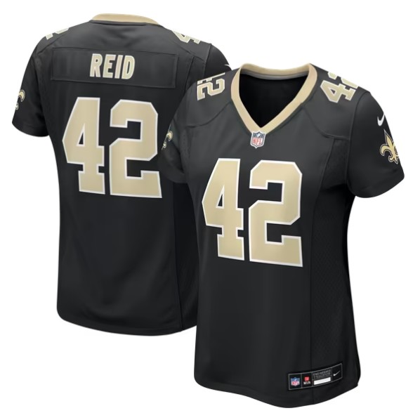 Women's New Orleans Saints #42 Mike Reid Black Team Game Jersey