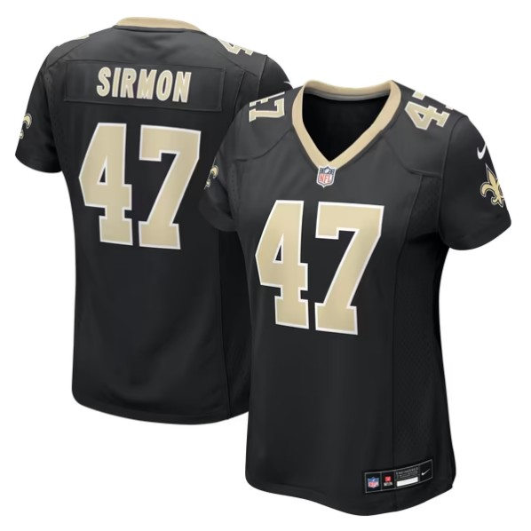 Women's New Orleans Saints #47 Jackson Sirmon Black Team Game Jersey