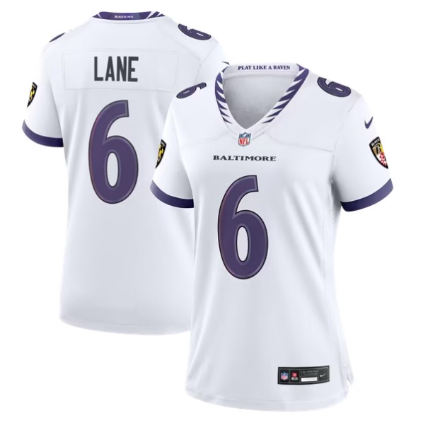 Women's Baltimore Ravens #6 Ja'Kobi Lane White Game Jersey