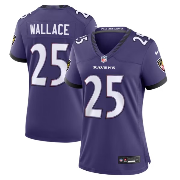 Women's Baltimore Ravens #25 K'Von Wallace Purple Team Game Jersey