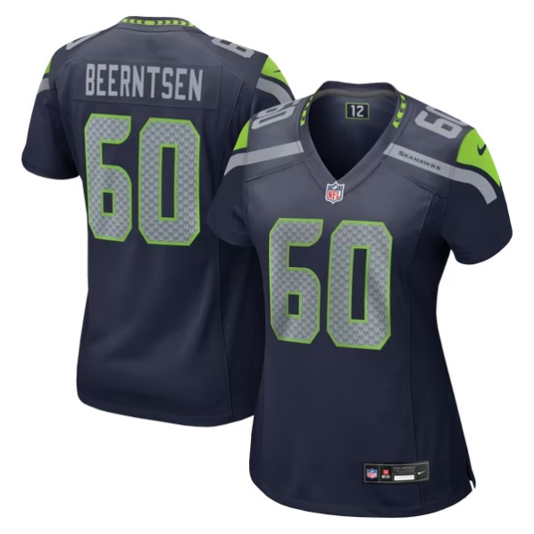 Women's Seattle Seahawks #60 Evan Beerntsen College Navy Team Stitched Game Jersey