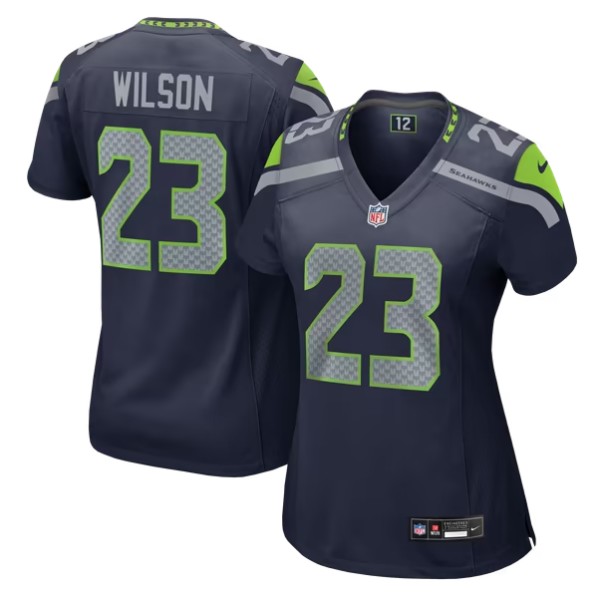 Women's Seattle Seahawks #23 Emanuel Wilson College Navy Team Stitched Game Jersey