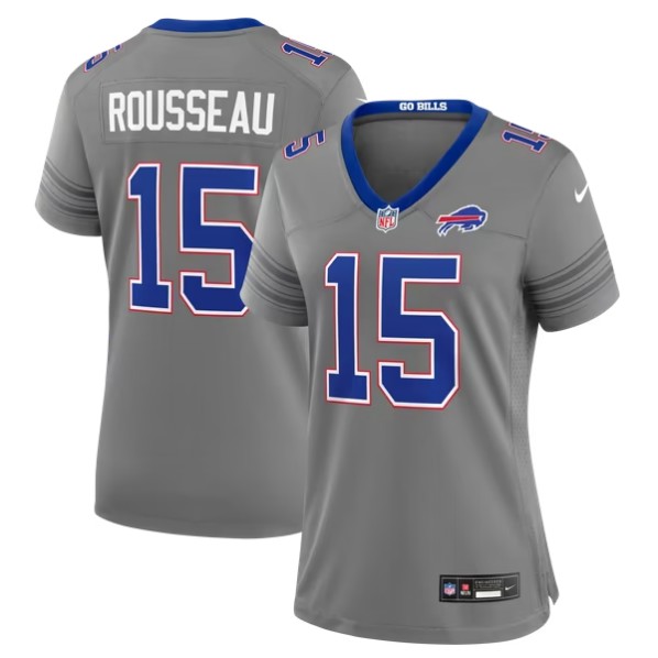 Women's Buffalo Bills #15 Gregory Rousseau Gray Alternate Game Jersey