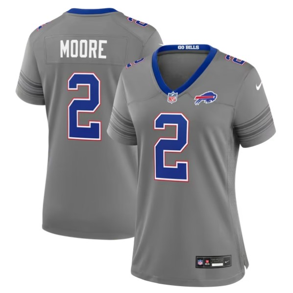 Women's Buffalo Bills #2 D.J. Moore Gray Alternate Game Jersey