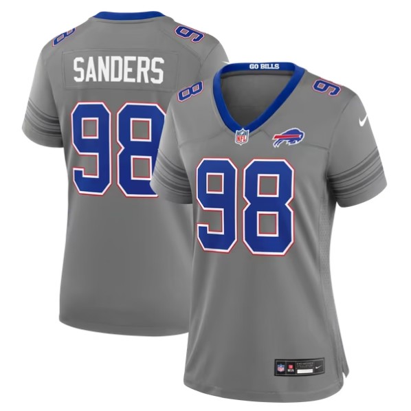 Women's Buffalo Bills #98 T.J. Sanders Gray Alternate Game Jersey