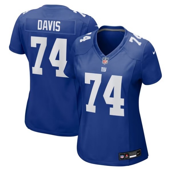 Women's New York Giants #74 J.C. Davis Royal Team Game Jersey