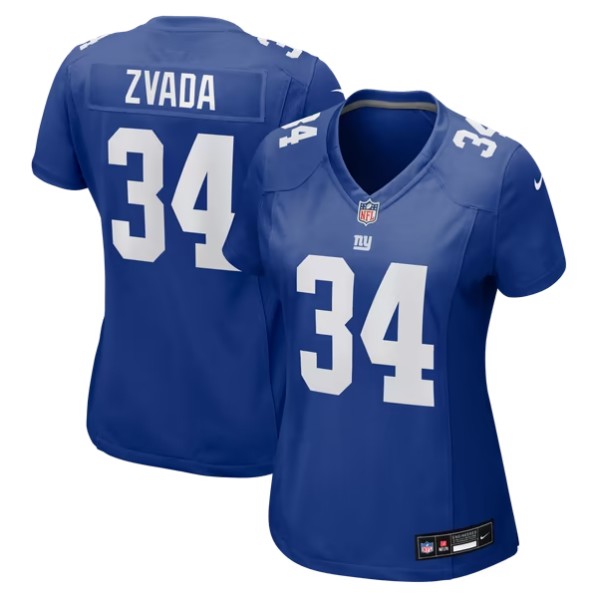 Women's New York Giants #34 Dominic Zvada Royal Team Game Jersey