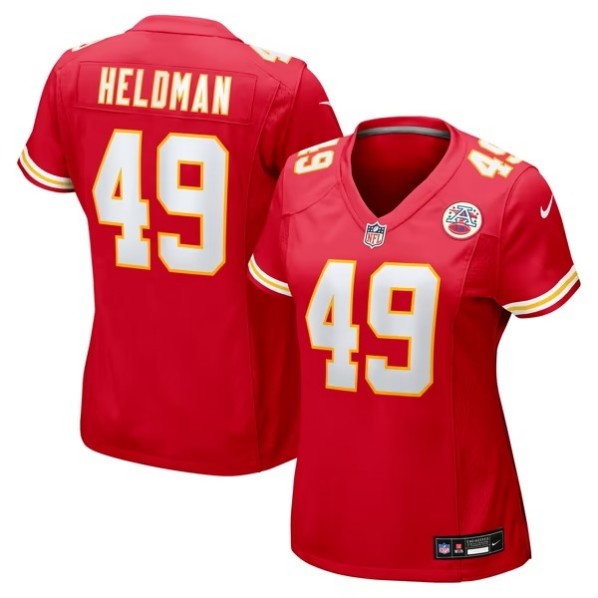 Women's Kansas City Chiefs #49 Michael Heldman Red Team Game Jersey