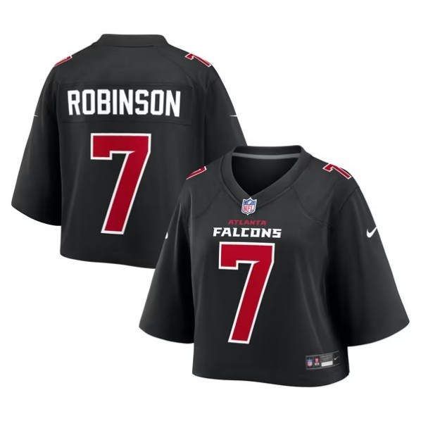 Women's Atlanta Falcons #7 Bijan Robinson Black Cropped Fashion Stitched Game Jersey
