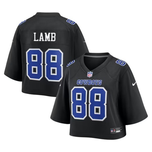 Women's Dallas Cowboys #88 CeeDee Lamb Black Cropped Fashion Stitched Game Jersey