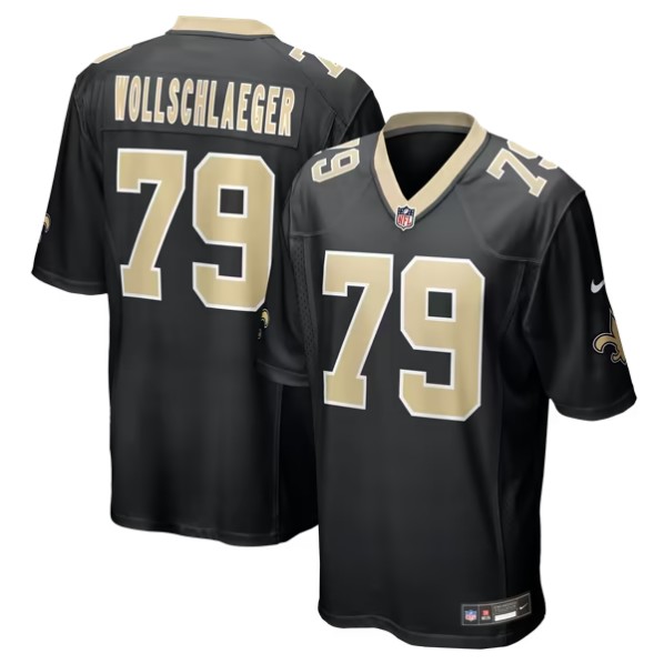 Men's New Orleans Saints #79 Alex Wollschlaeger Black Team Game Jersey