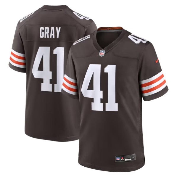 Men's Cleveland Browns #41 Eric Gray Brown Team Stitched Game Jersey