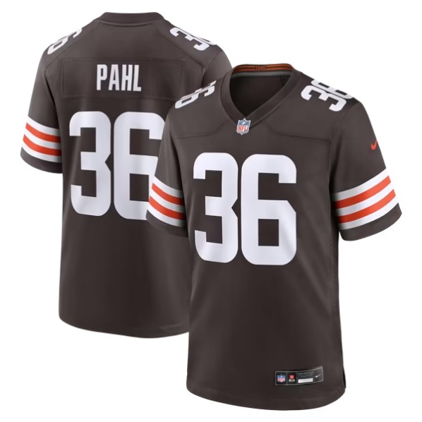 Men's Cleveland Browns #36 Wes Pahl Brown Team Stitched Game Jersey