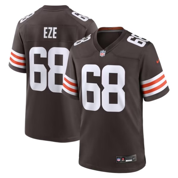 Men's Cleveland Browns #68 Obinna Eze Brown Team Stitched Game Jersey