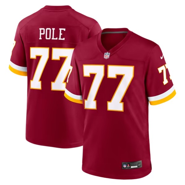 Men's Washington Commanders #77 Esa Pole Burgundy Team Game Jersey
