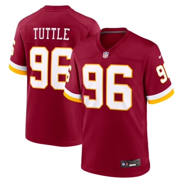 Men's Washington Commanders #96 Shy Tuttle Burgundy Team Game Jersey
