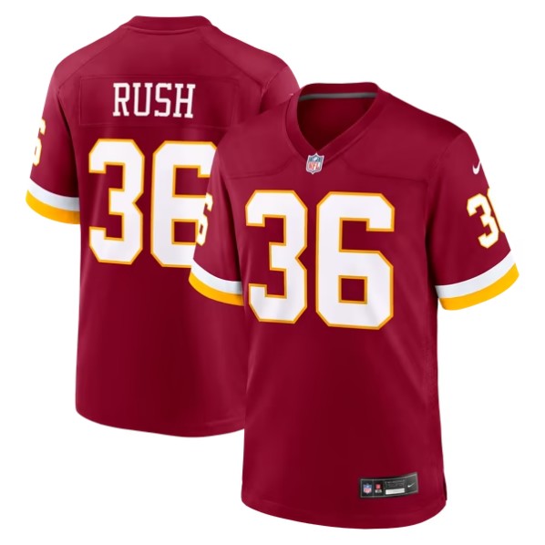 Men's Washington Commanders #36 Darius Rush Burgundy Team Game Jersey
