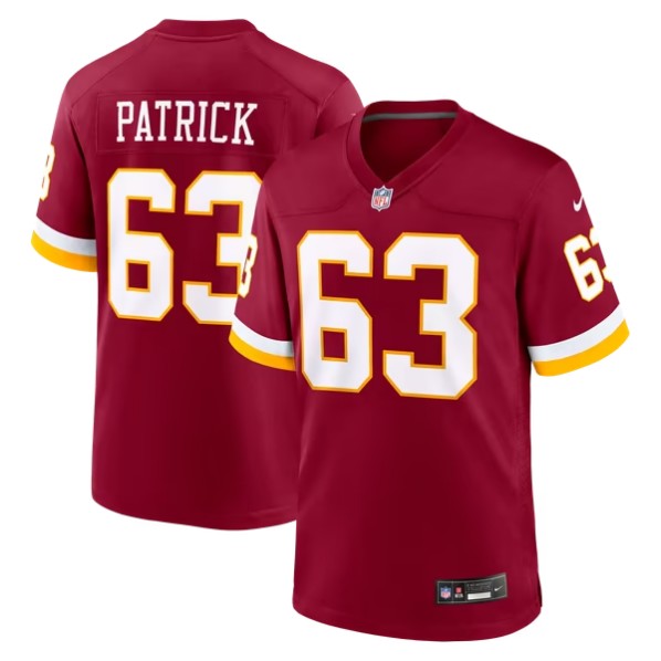 Men's Washington Commanders #63 Lucas Patrick Burgundy Team Game Jersey