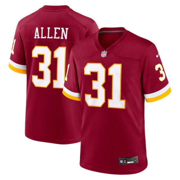 Men's Washington Commanders #31 Kaytron Allen Burgundy Team Game Jersey