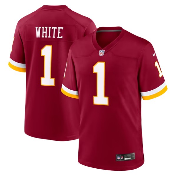 Men's Washington Commanders #1 Rachaad White Burgundy Team Game Jersey