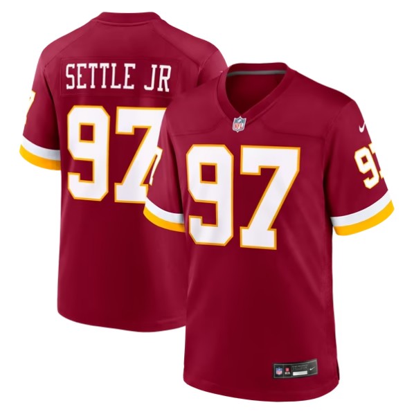 Men's Washington Commanders #97 Tim Settle Jr. Burgundy Team Game Jersey