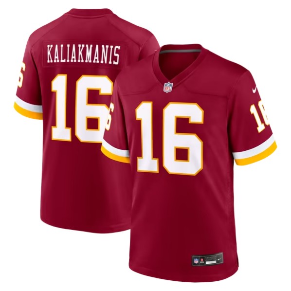 Men's Washington Commanders #16 Athan Kaliakmanis Burgundy Team Game Jersey
