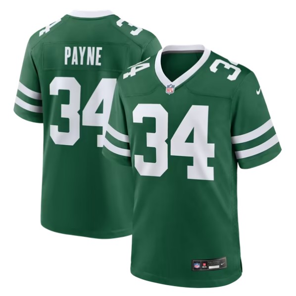 Men's New York Jets #34 VJ Payne Legacy Green Team Game Jersey
