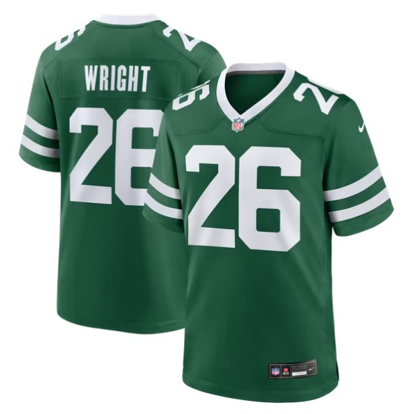 Men's New York Jets #26 Nahshon Wright Legacy Green Team Game Jersey