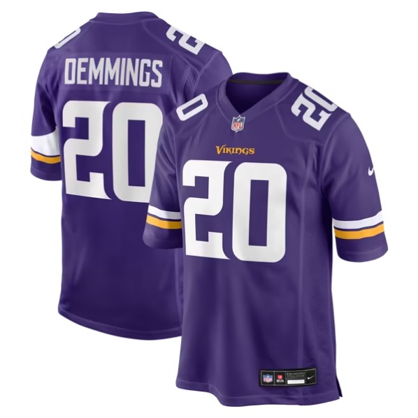 Men's Minnesota Vikings #20 Charles Demmings Purple Team Game Jersey