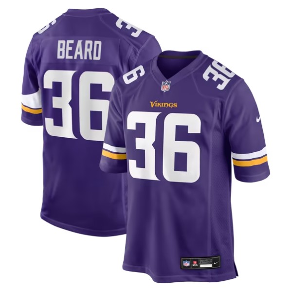 Men's Minnesota Vikings #36 Maceo Beard-Aigret Purple Team Game Jersey