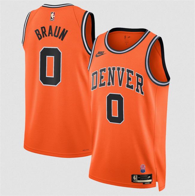 Men's Denver Nuggets #0 Christian Braun Orange 2026-27 Classic Edition Stitched Basketball Jersey