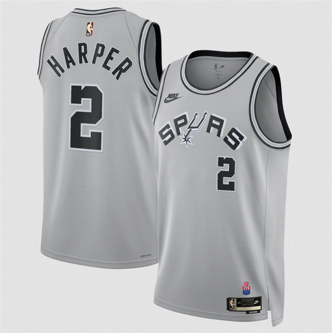 Men's San Antonio Spurs #2 Dylan Harper Silver 2026-27 Classic Edition Stitched Basketball Jersey