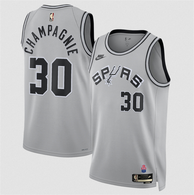 Men's San Antonio Spurs #30 Julian Champagnie Silver 2026-27 Classic Edition Stitched Basketball Jersey