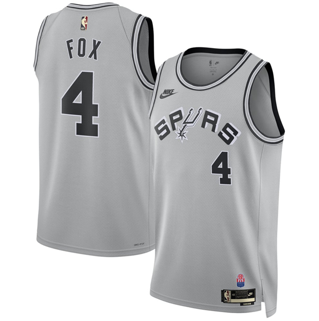 Men's San Antonio Spurs #4 De'Aaron Fox Silver 2026-27 Classic Edition Stitched Basketball Jersey