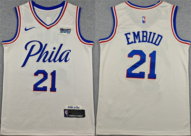 Men's Philadelphia 76ers #21 Joel Embiid Cream City Edition Swingman Stitched Jersey