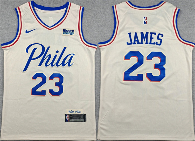 Men's Philadelphia 76ers #23 LeBron James Cream City Edition Swingman Stitched Jersey