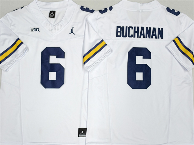 Men's Michigan Wolverines #6 JJ BUCHANAN White 2026 F.U.S.E. Stitched Jersey